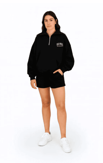 2310-OSK Half Zip Sweater Women-Black OSK Half